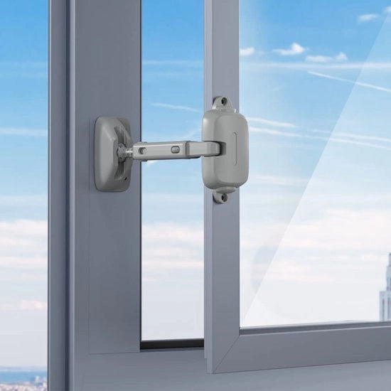 Blocco di sicurezza per finestre adattabile, limite di sicurezza per finestre per bambini e animali domestici (1 confezione, grigio)