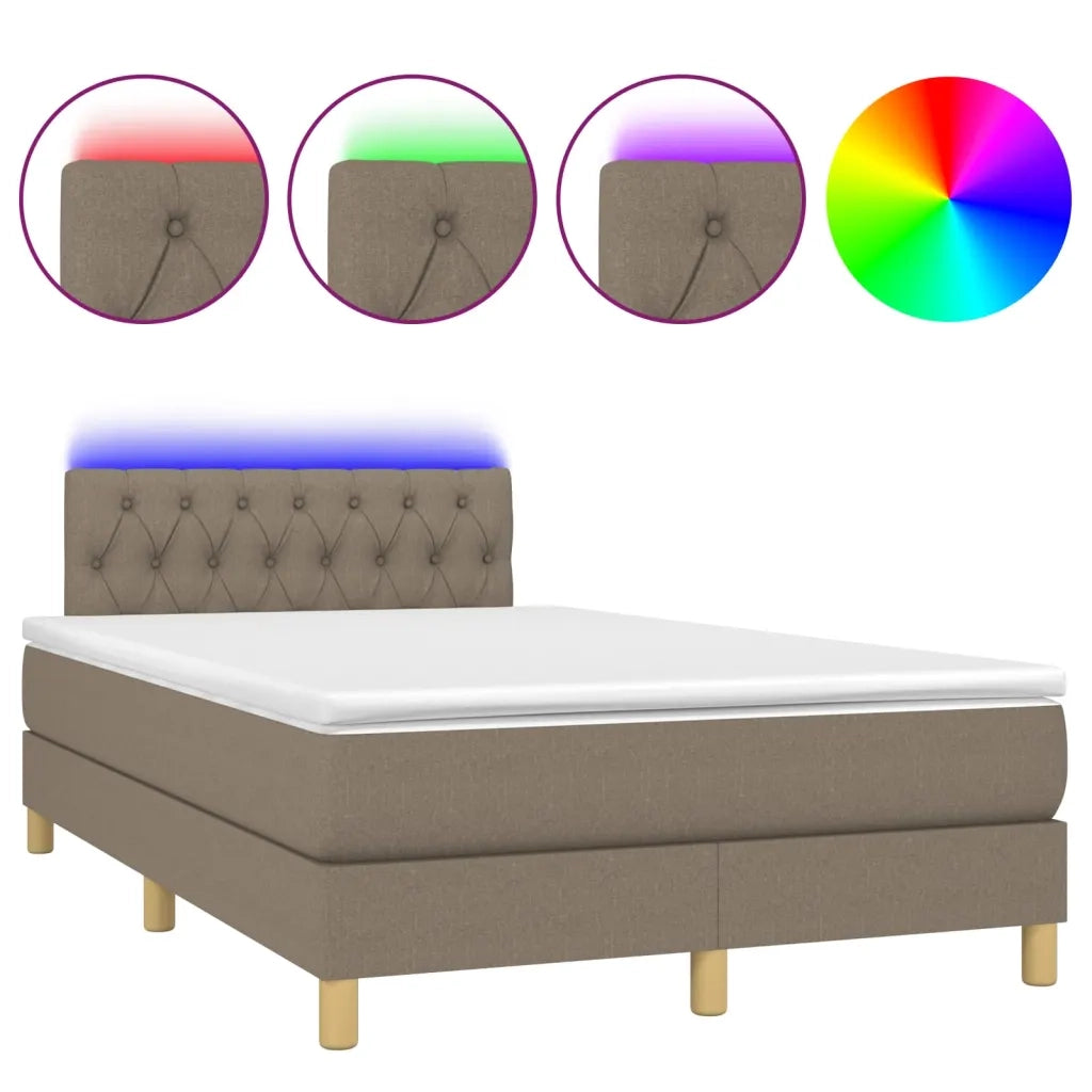 Letto a Molle con Materasso e LED Tortora 120x190 cm in Tessuto 3270113