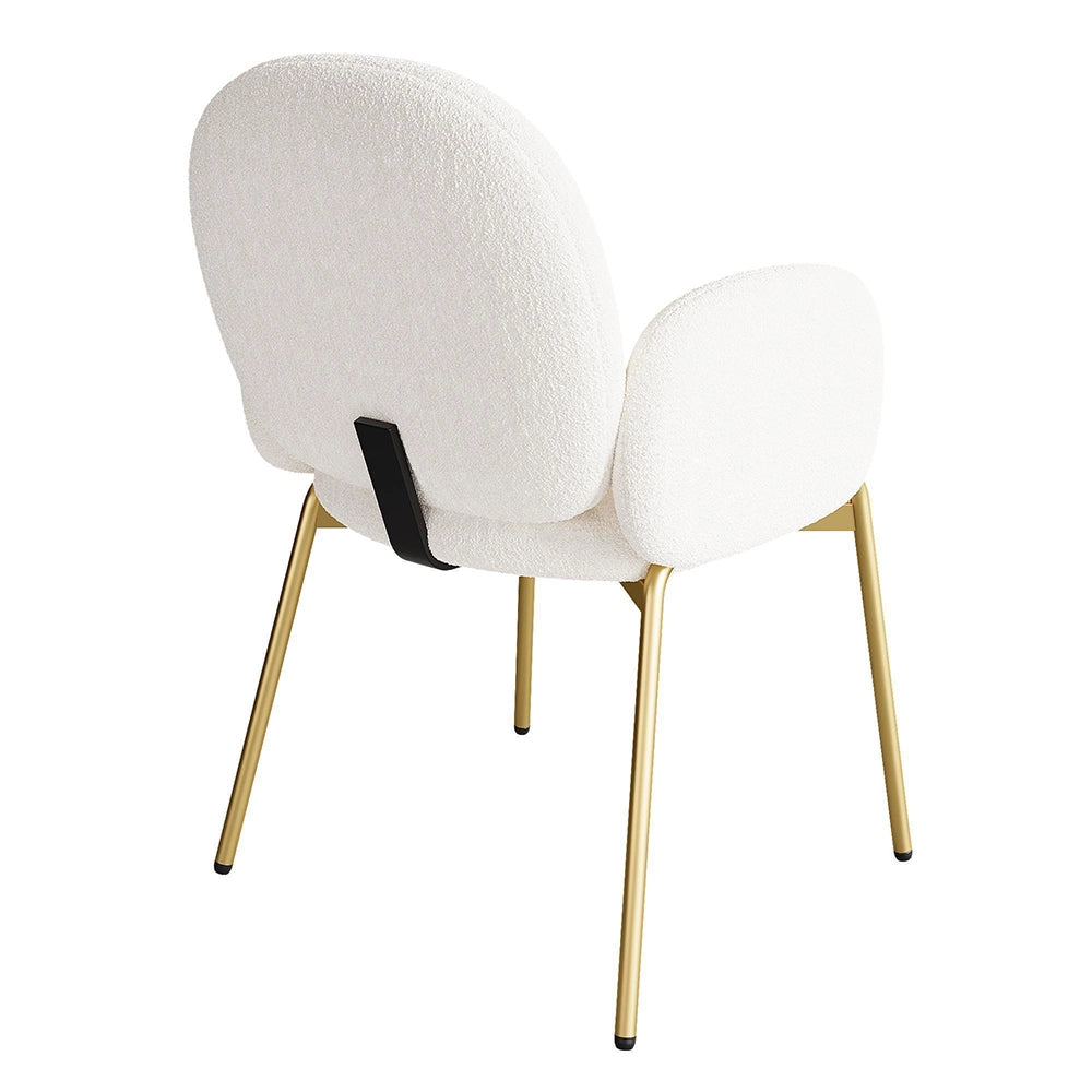 Sedia da pranzo lussuosa - Xylo - L 55 ¡Á P 64,5 ¡Á H 88 cm - Beige - Piedi dorati, rivestimento Teddy