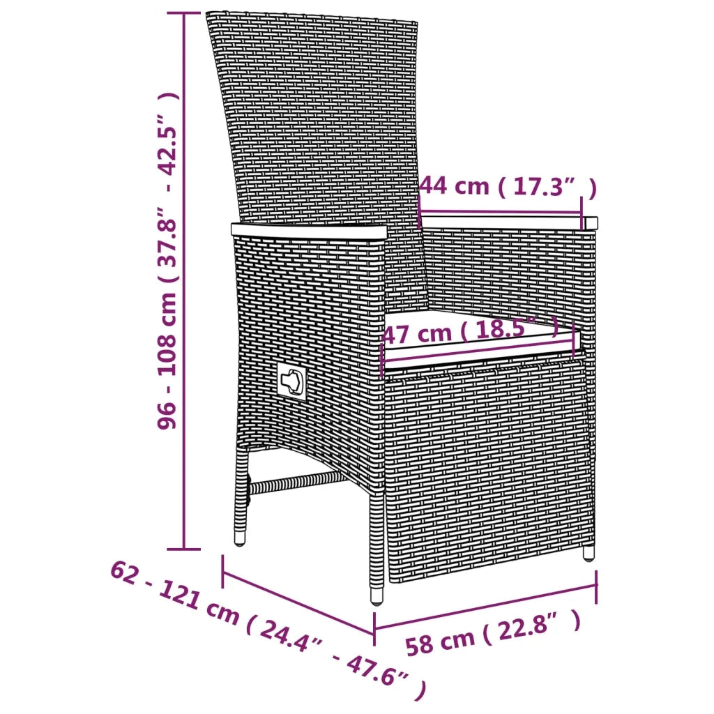 Set da Pranzo da Giardino 5 pz con Cuscini in Polyrattan Grigio 3157556