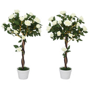 Pianta Finta Rosa ¨C zephmum ¨C Vaso Cemento Bianco 18x90 cm
