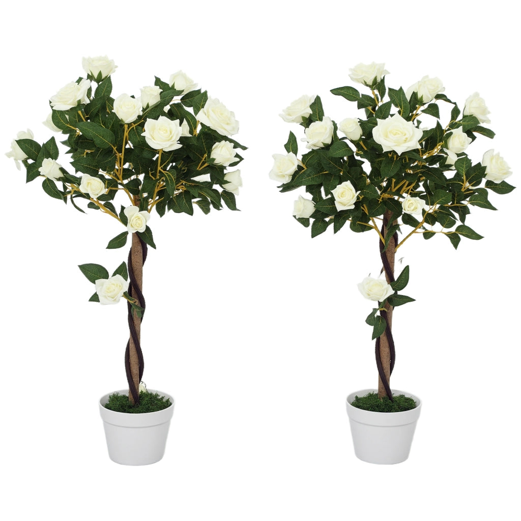 Pianta Finta Rosa ¨C zephmum ¨C Vaso Cemento Bianco 18x90 cm