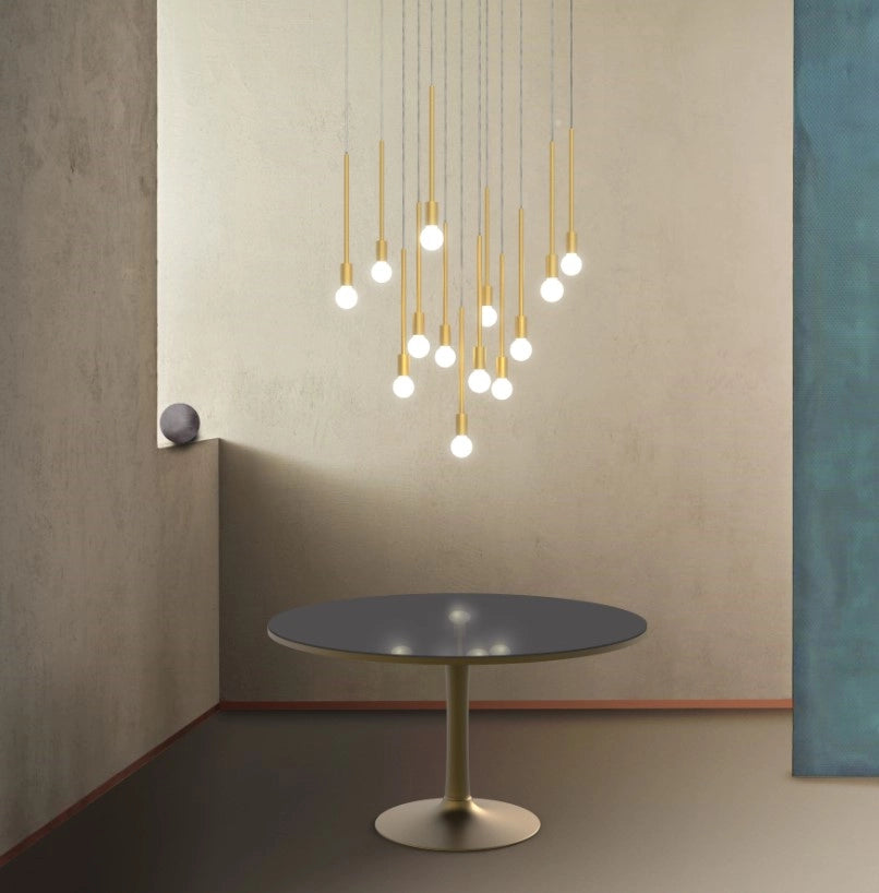 ANNA-S1 Lampadario a sospensione 1 luce  ottone spazzolato senza base attacco E27