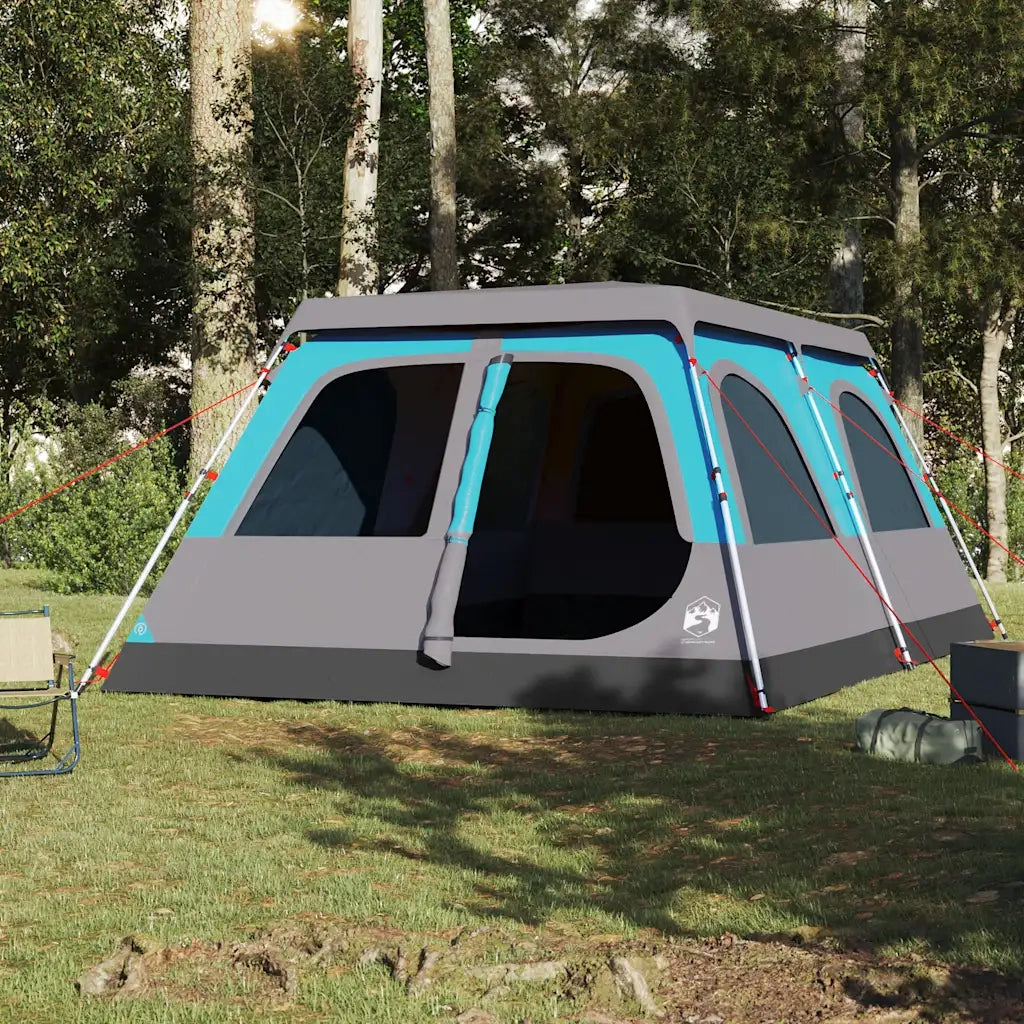 Tenda Familiare a Cupola 8 Persone-Tenda da campeggio Blu a Rilascio Rapido