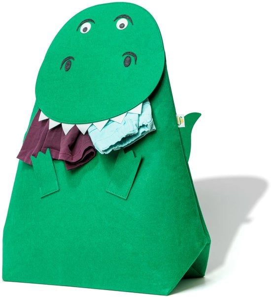 Design & Welt Dino wasmand per bambino - Cestino pieghevole dinosauro per bambini - Cestino per giocattoli e asciugamano, spazievuoto e adatto a bambini