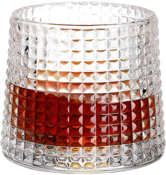 Vaschetta per Whisky con fondo opaco - Vaschette per acqua rotativa - Cocktail/Rum/Bourbon - Vaschetta in vetro cristallo - 170 ml Capacità - Isolamento termico e protezione contro la bruciatura - Vaschetta per bevande