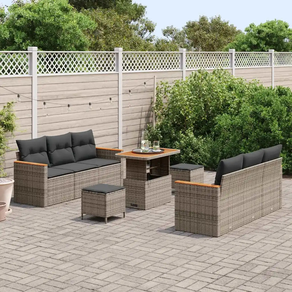 Set Divano da Giardino con cuscino 11 pcs Grigio polyrattan 3364953