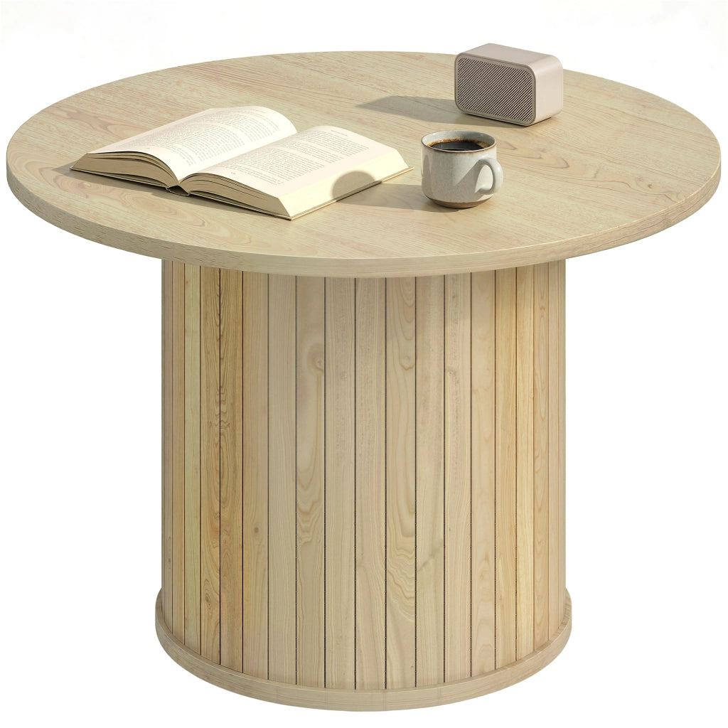 Tavolino da salotto rotondo con gambe a doghe ¨C zephmum ¨C ?60x40 cm naturale