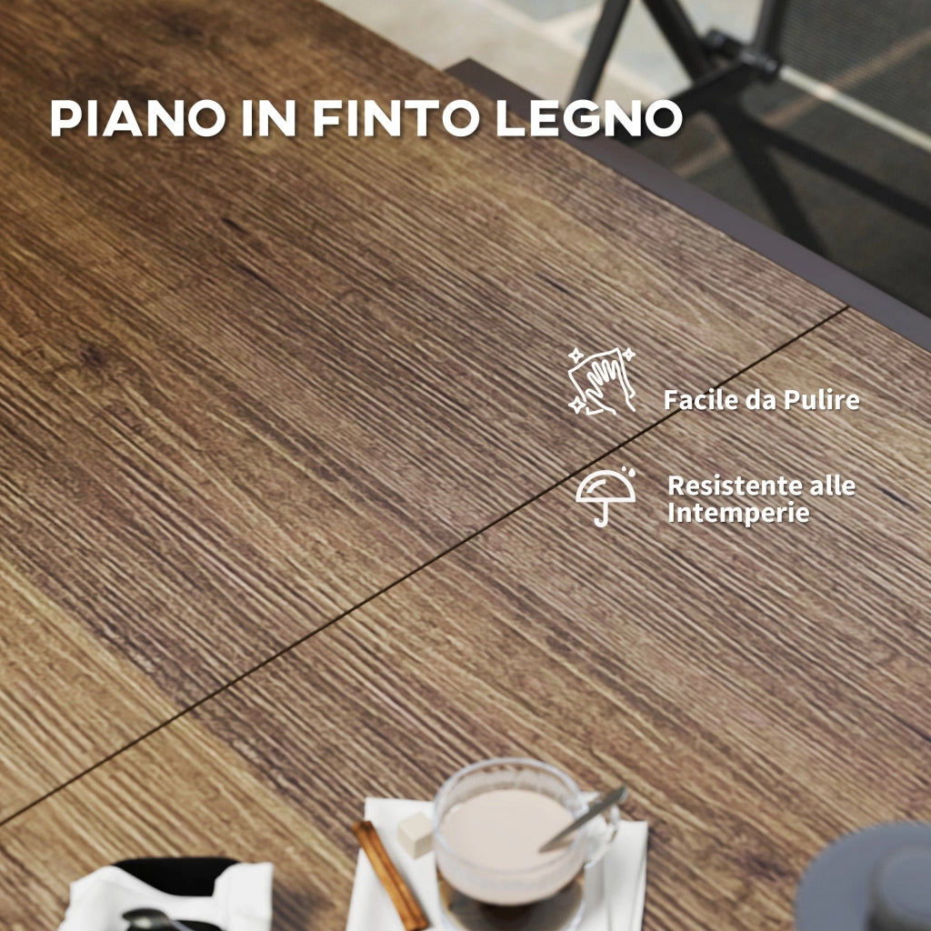 Tavolo da Giardino 160-240x90x74 cm per 6-8 Persone Piano Effetto Legno