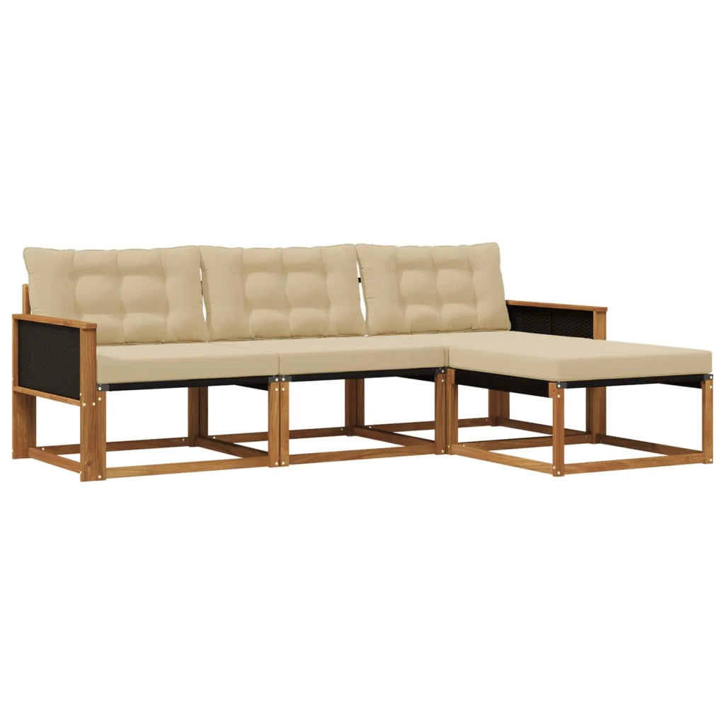 Set di divani da esterno con cuscino 4 pcs Naturale e Beige