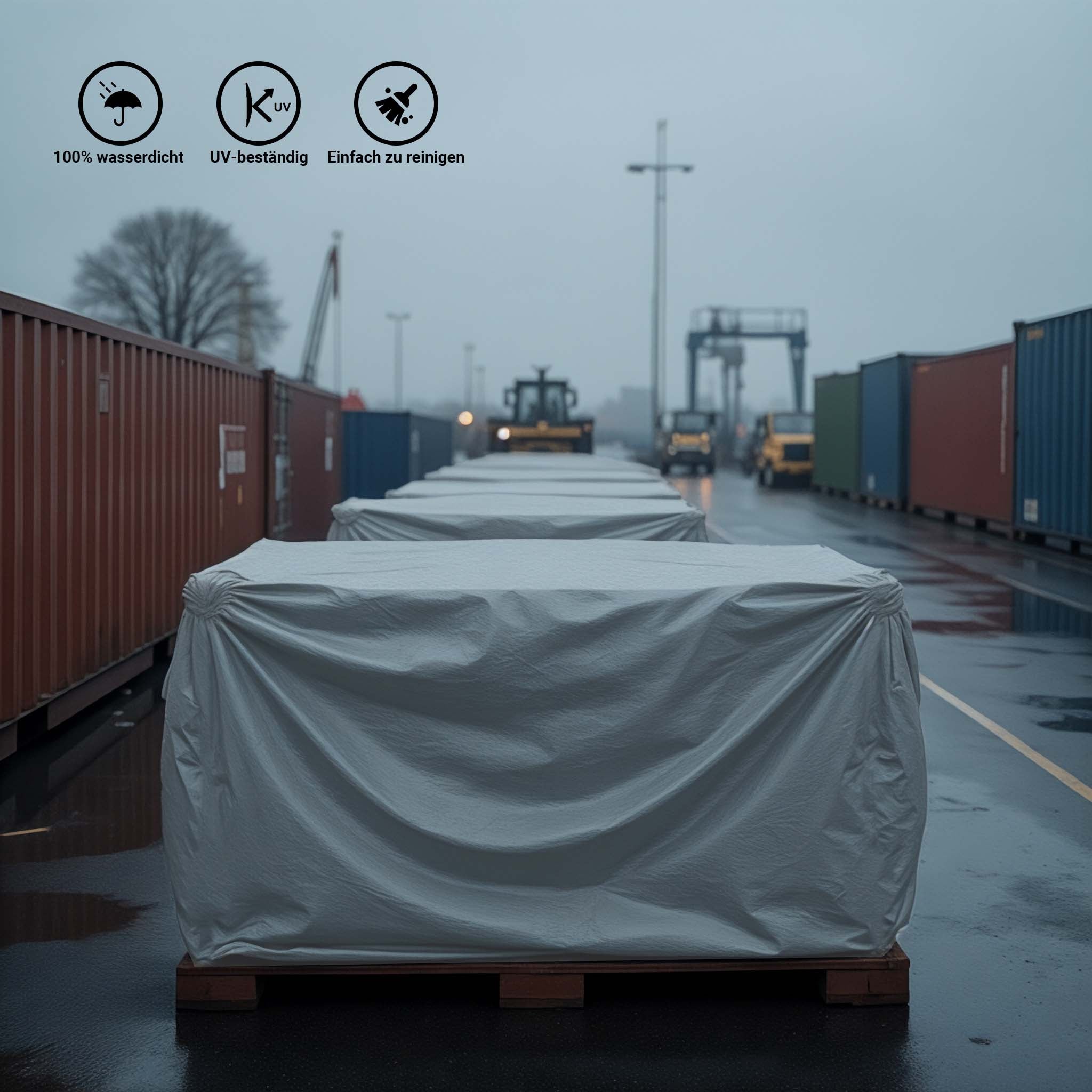 Telone occhiellato grigio 5 x 7 m resistente alle intemperie e a raggi UV, impermeabile, robusto telo di protezione in poliestere 650 g/m² con rivestimento in PVC