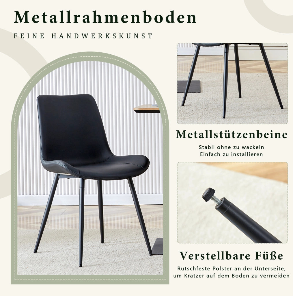 Set di sedie nere in PU con gambe in metallo