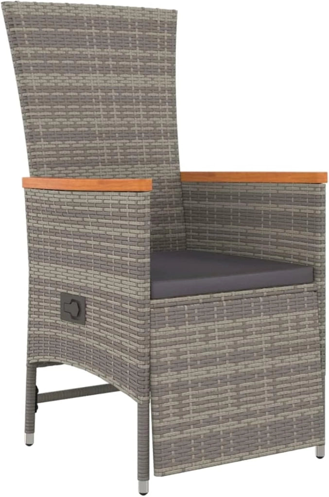 3157557 - Set da pranzo da giardino, 5 pezzi, con cuscini in rattan sintetico, grigio, tavolo da giardino e sedie, set da giardino