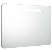 Mobiletto da bagno con specchio LED 80 x 9,5 x 55 cm MDF bianco 02_0006570