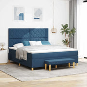 Letto a molle con testiera Blu 200 x 180 cm Tessuto 3344400