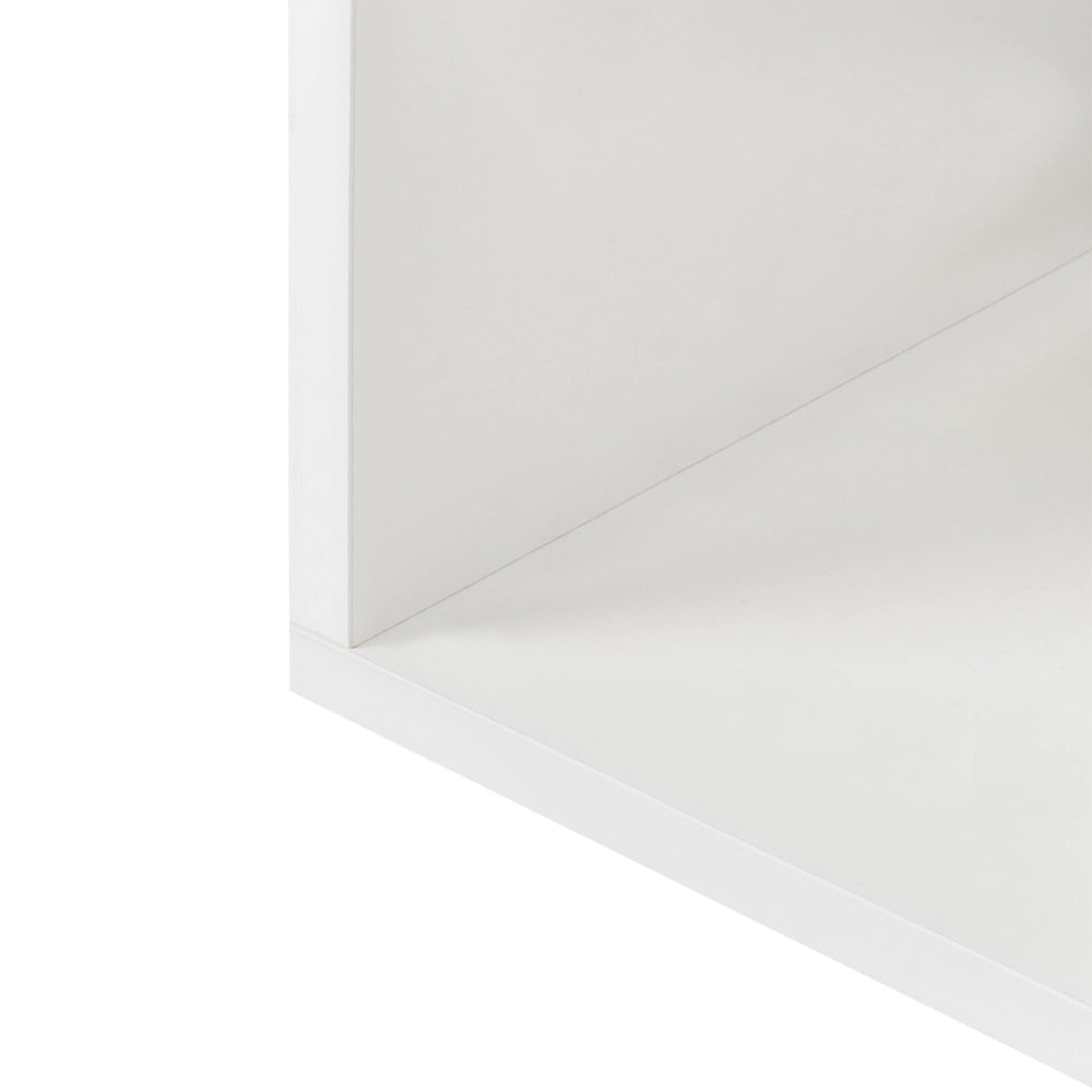 Libreria a 8 ripiani in truciolato bianco stile minimalista