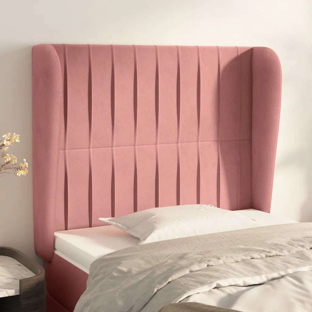 Testiera ad Orecchio-Testata con Orecchie Rosa 83x23x118/128 cm in Velluto 172481
