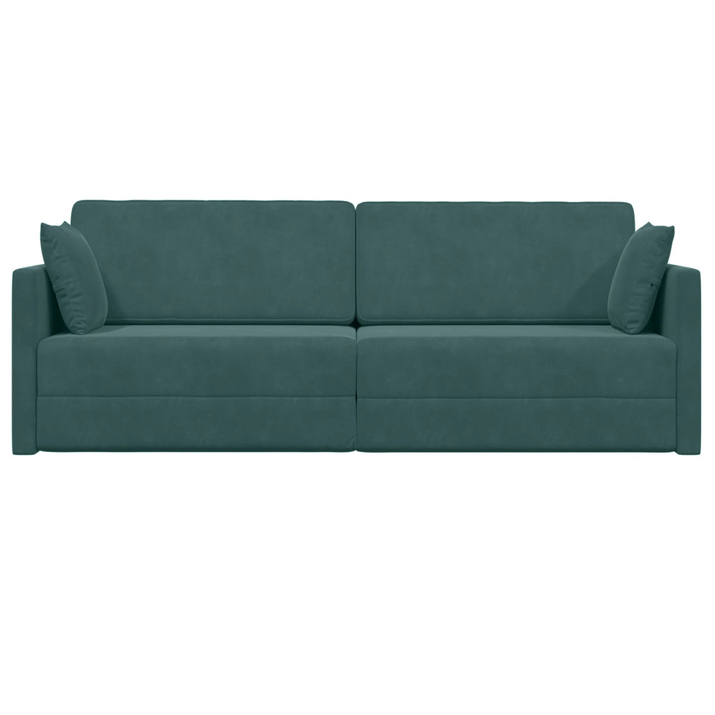 Divano Letto a Pavimento 2-in-1 Verde Scuro 213x144x60 cm Velvet