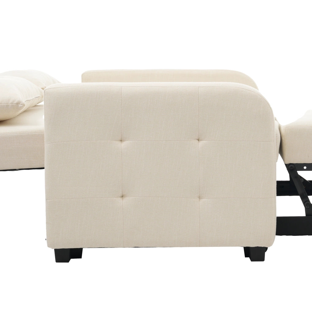 Divano letto pieghevole beige con schienale reclinabile