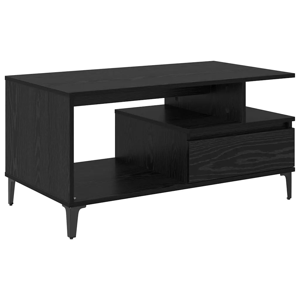Tavolino da salotto con cassetto Rovere Nero 90 x 49 x 45 cm 881053