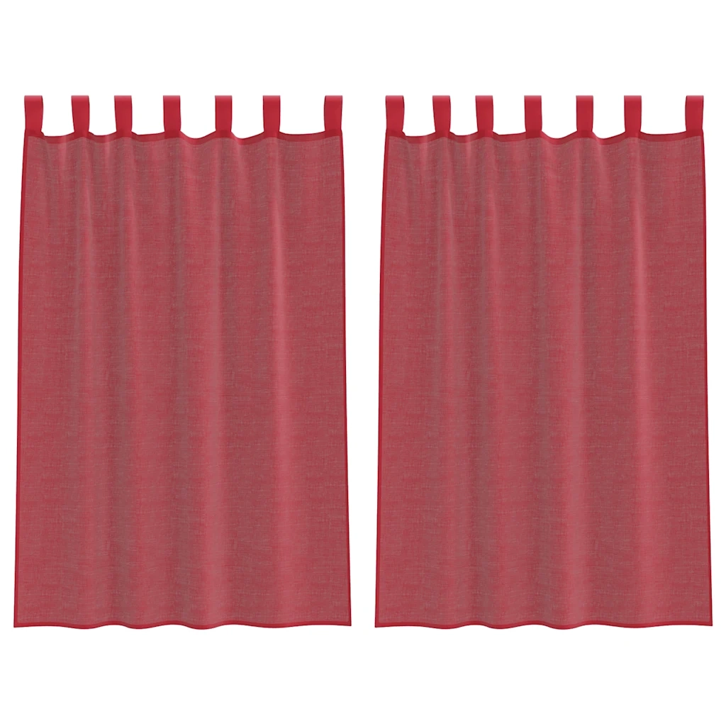 vidaXL Tende in Voile con Passanti 2 pz Rosso Vino 140x175 cm