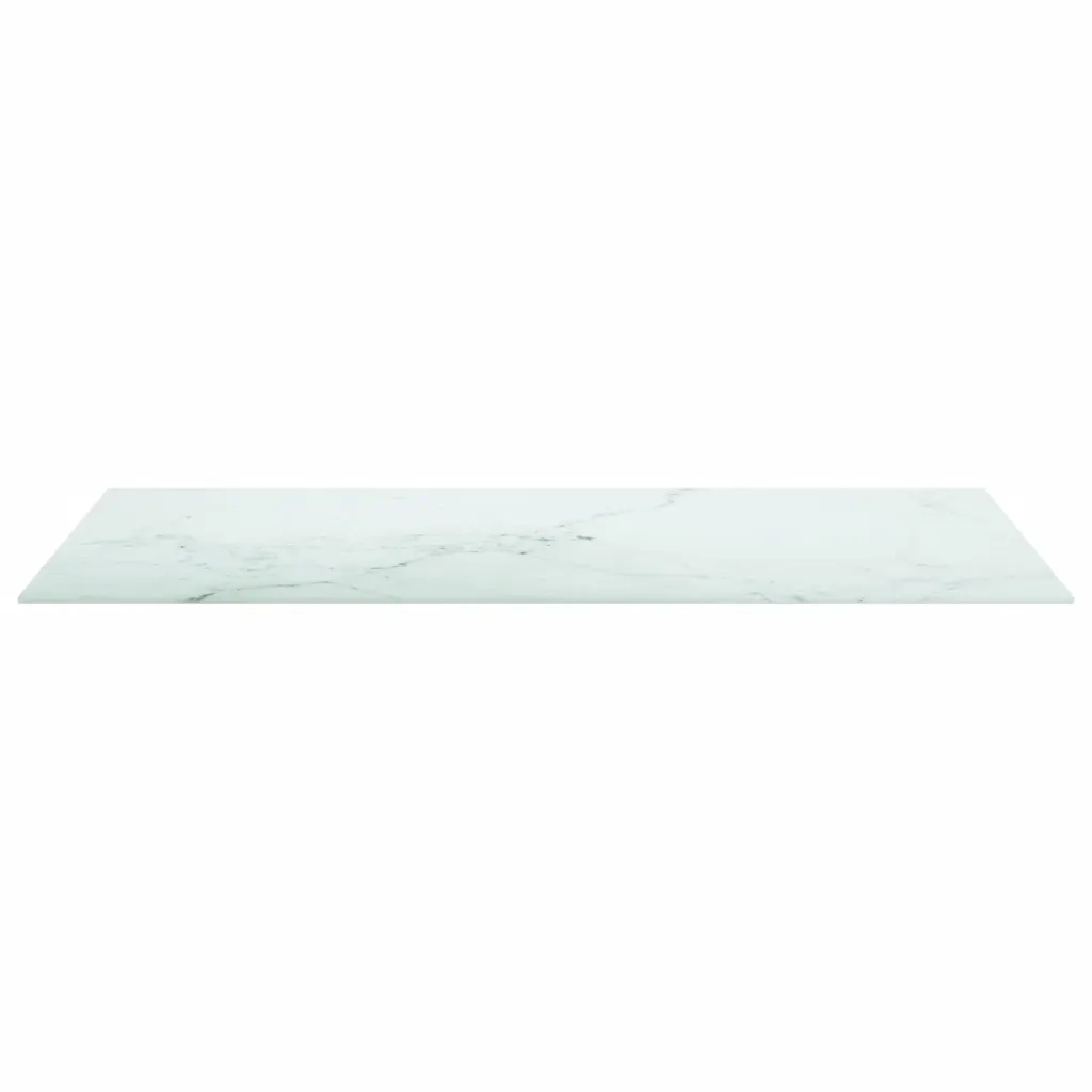 Piano Tavolo Bianco 100x50cm 6 mm Vetro Temperato Aspetto Marmo cod mxl 75503