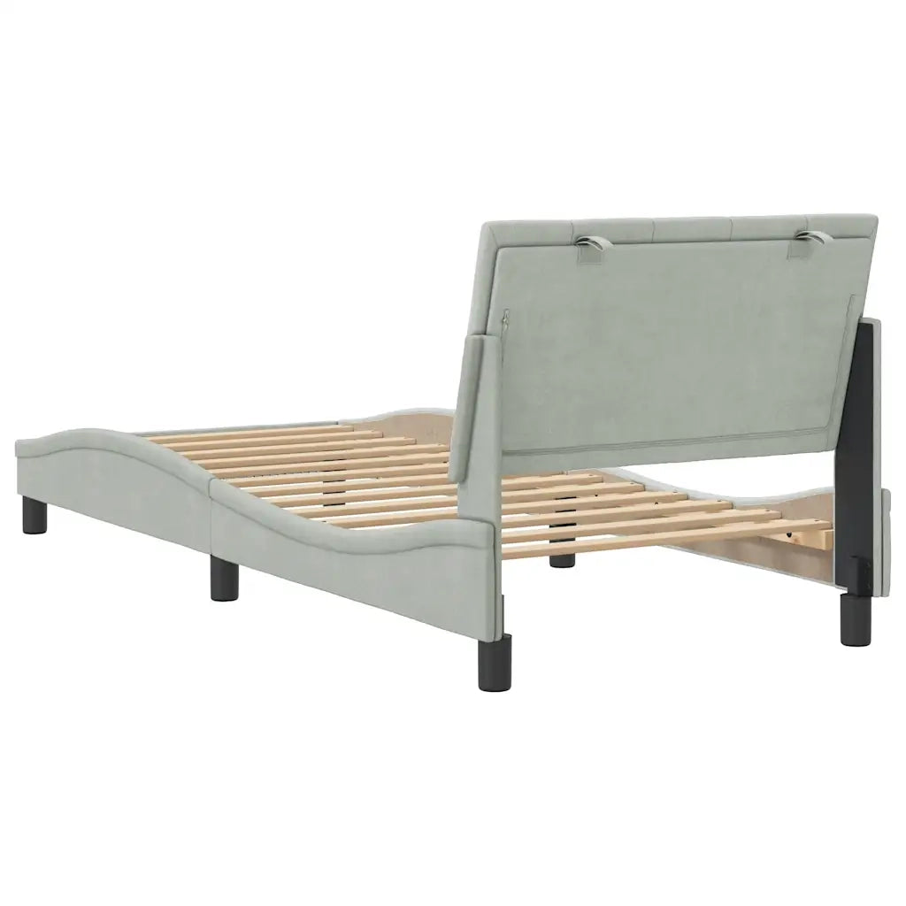 Giroletto senza Materasso Hanko Grigio Chiaro 90x200 cm Velluto