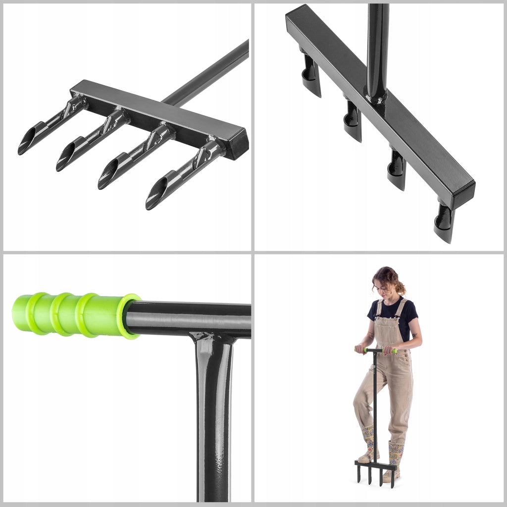 Aeratore tubolare manuale KADAX da 36 cm con forche e punte per aerazione del prato.