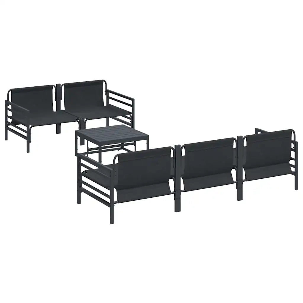 Set Divano da Giardino con cuscino 6 pcs Nero Acciaio 3378955