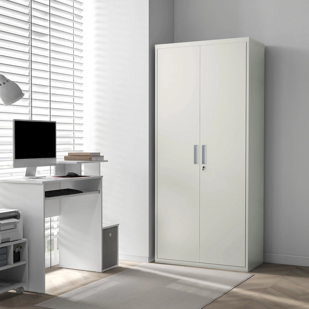 Armadio da Ufficio con Ripiani Regolabili ¨C zephmum ¨C Bianco 80x40x180 cm