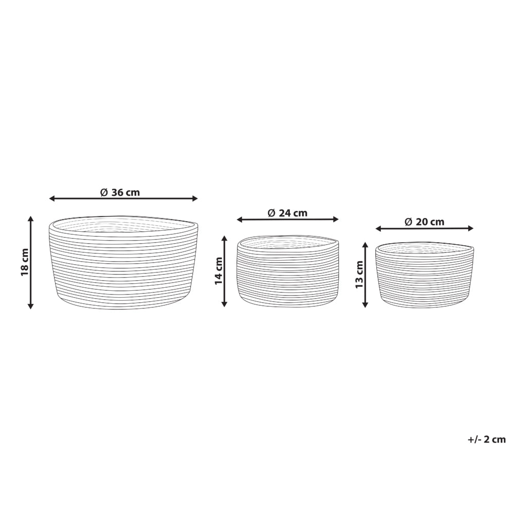 Set di 3 cestini in tessuto di iuta naturale alti 13/14/18 cm per conservare lo stile rustico boho