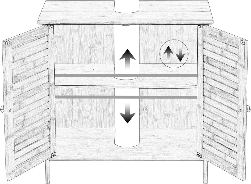 Set di mobili da bagno con armadietto a specchio, per bagno, in bambù, modello 6