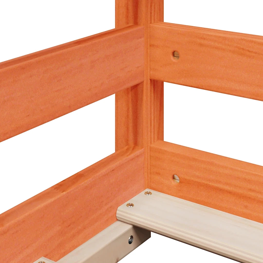 Letto Bambini | Letto Infantile | Lettino con Tetto Marrone Cera 75x190 cm Massello Pino