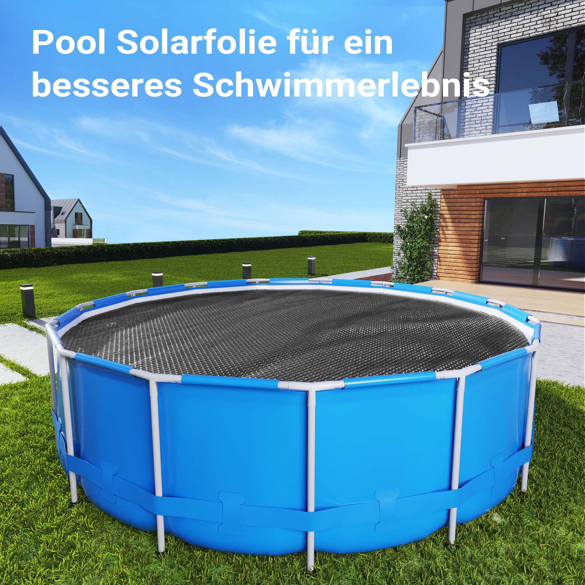 Copertura a bolle d'aria isotermica per piscina rotonda Ø 5m nero 120µ