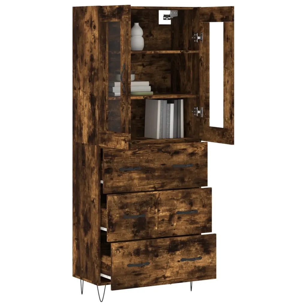 Credenza | Madia | Buffet da pranzo | Armadio da pranzo Rovere Fumo 69,5x34x180 cm in Legno Multistrato