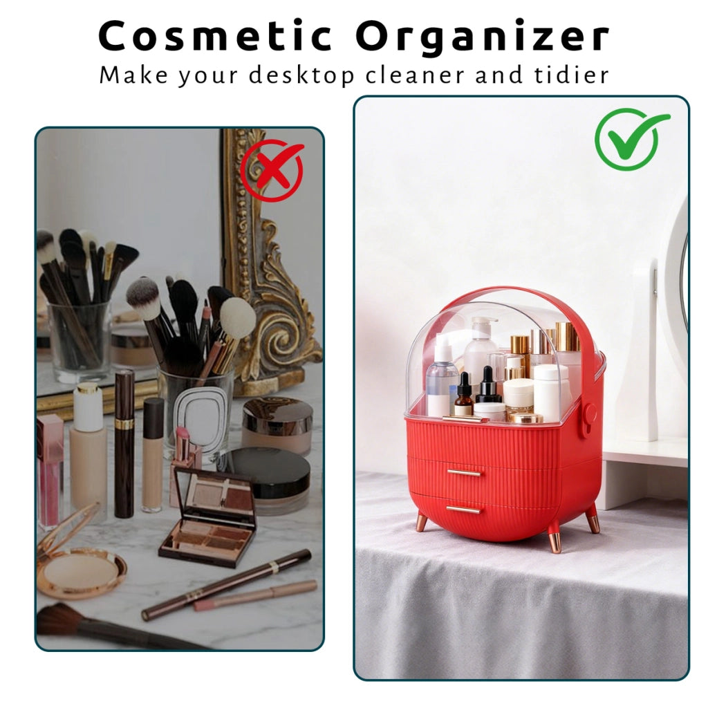 ZMH Porta trucchi da scrivania con più cassetti contenitore per cosmetici rosso 29 x 19 x 38 cm
