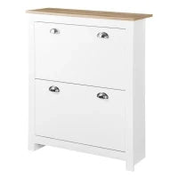 Scarpiera Slim 2 Cassetti a Ribalta e Ripiano Regolabile per 12 Paia di Scarpe, 79x23x90.5 cm, Bianco