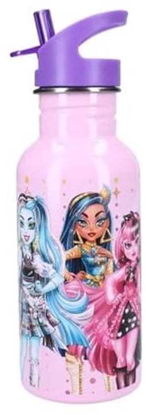 Bottiglia per bambine - Acciaio inossidabile - Scuola materna - Vacanze scolastiche pasti - 22 cm - 500 ml - Flessa idonea per dono per bambini