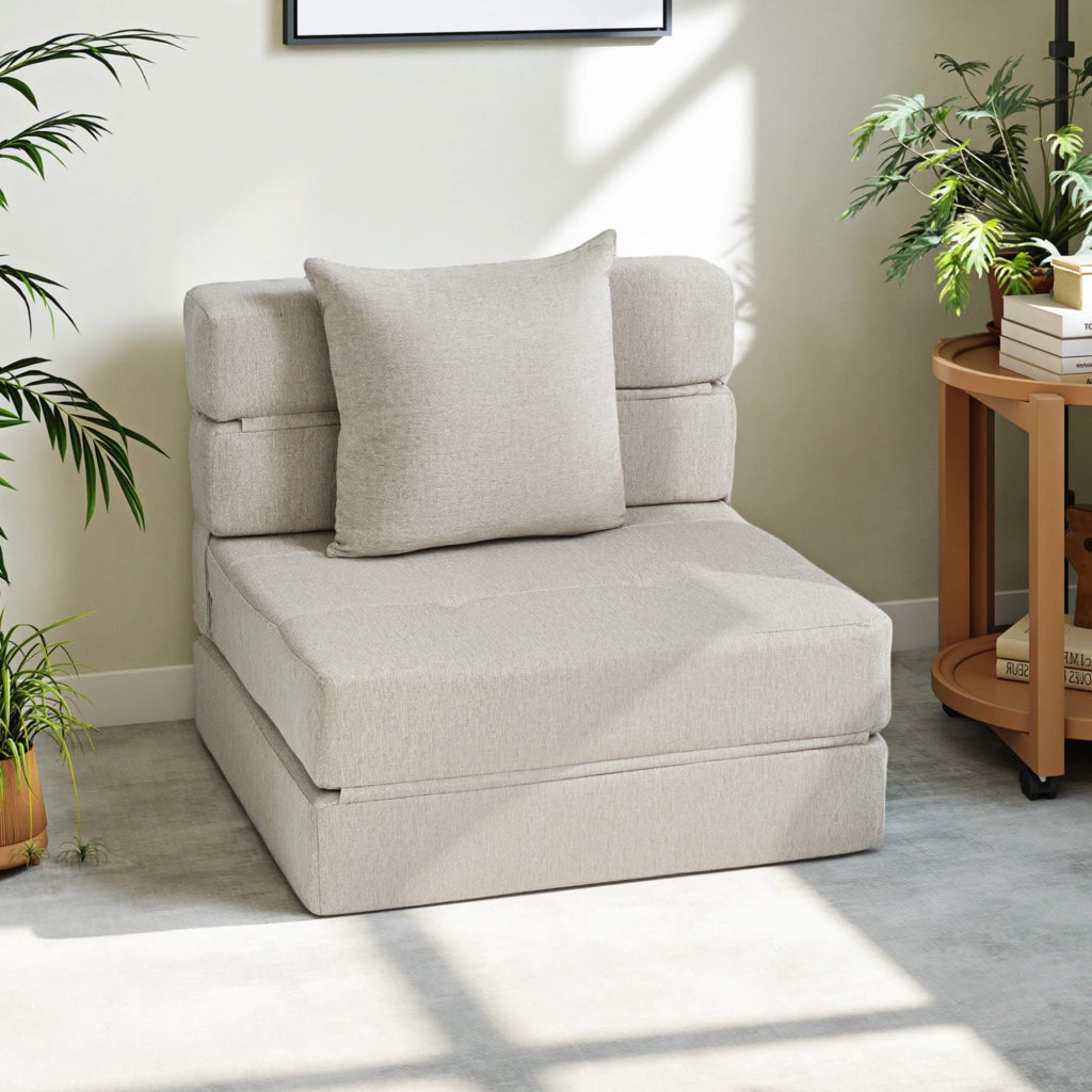 Poltrona letto convertibile ¨C Zephmum ¨C Tessuto beige