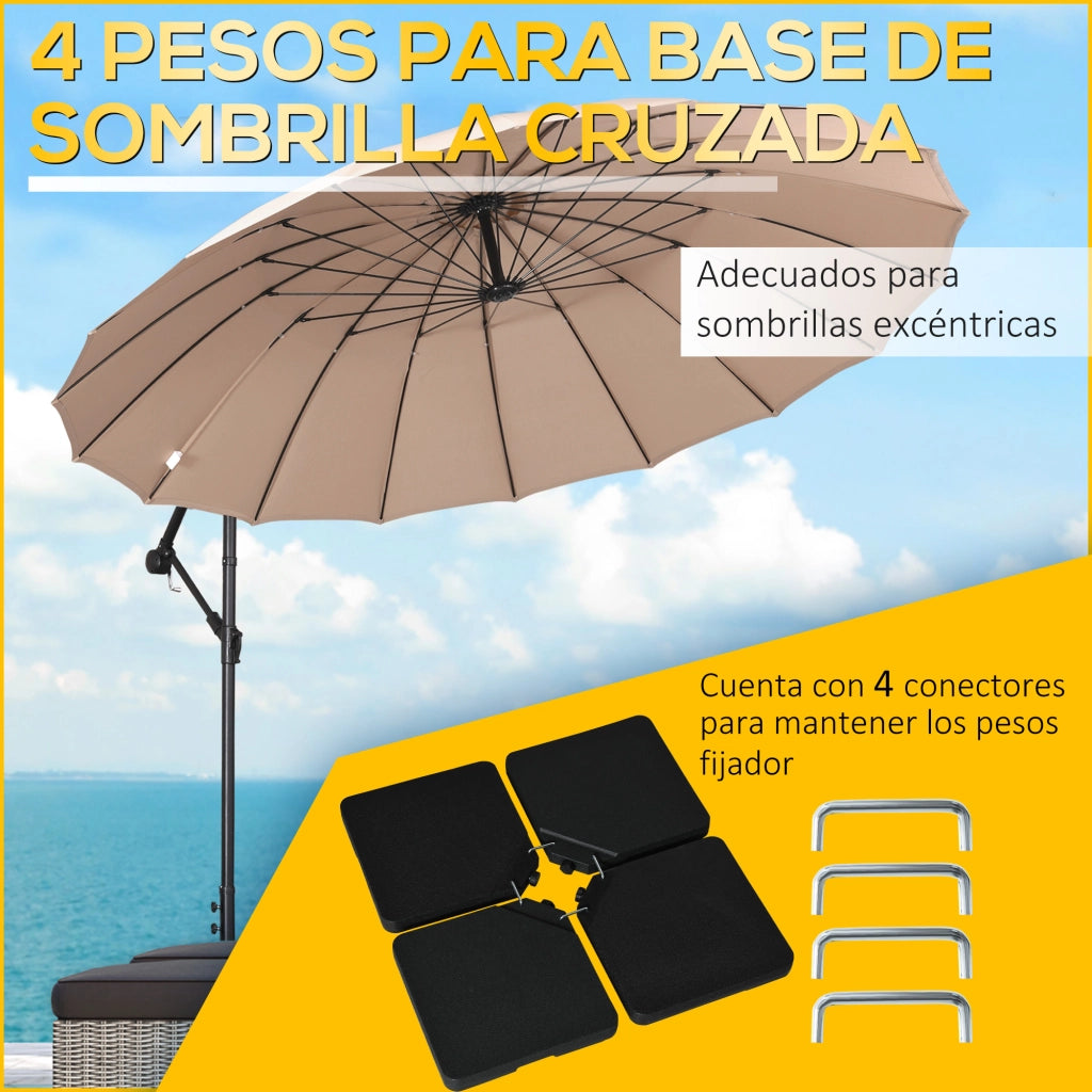 Set di 4 Pesi Rellenabili per Base di Ombrellone ¨C zephmum ¨C Nero