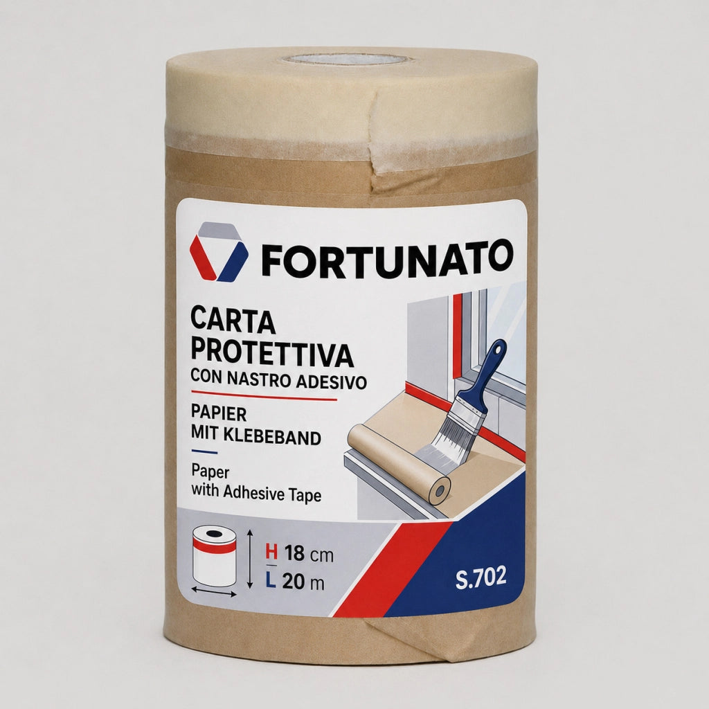 Carta protettiva con nastro adesivo per pittura 20 m diversi spessori *** larghezza 18 cm, confezione 1