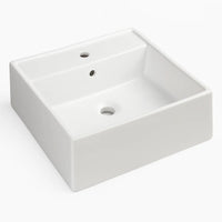 Lavabo d'appoggio ceramica bianco lavandino lavello arredo bagno 2 misure *** misure 46x46x16 cm, confezione 1