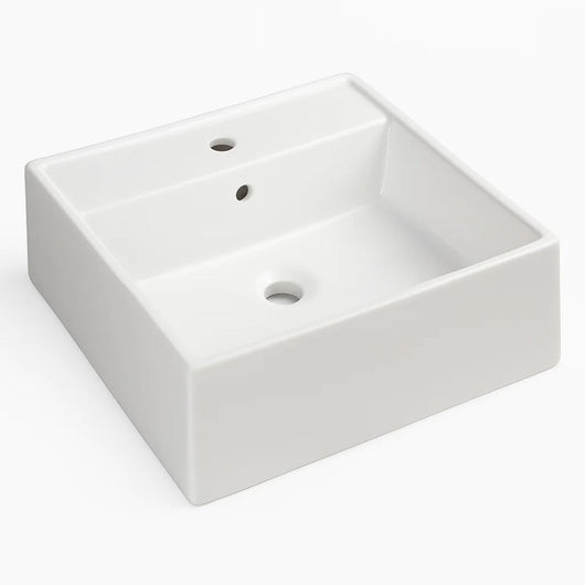 Lavabo d'appoggio ceramica bianco lavandino lavello arredo bagno 2 misure *** misure 46x46x16 cm, confezione 1