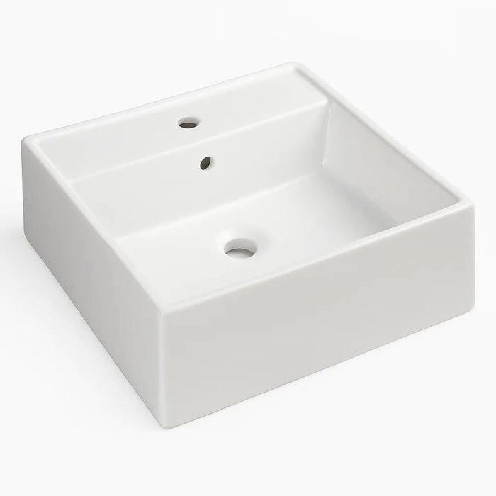 Lavabo d'appoggio ceramica bianco lavandino lavello arredo bagno 2 misure *** misure 46x46x16 cm, confezione 1