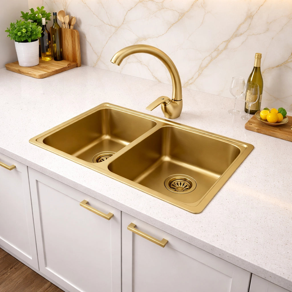 Miscelatore Rubinetto Monocomando Lavello Cucina Girevole ORO Satinato 94020