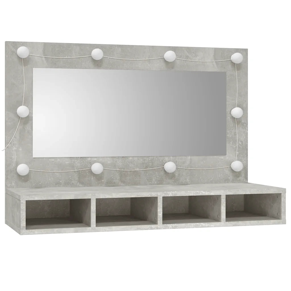 Mobile a Specchio | Armadio da bagno con LED Grigio Cemento 90x31,5x62 cm