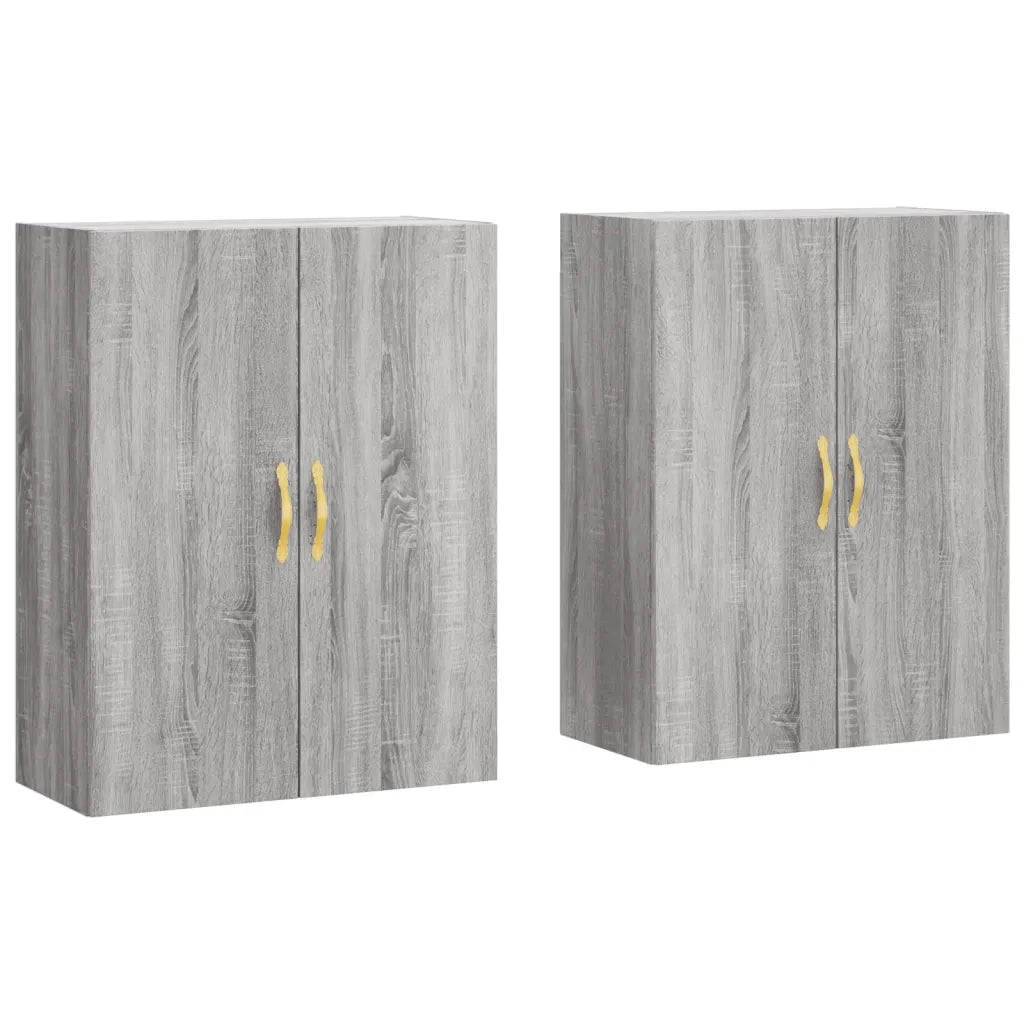 vidaXL Mobili a Parete 2 pz Grigio Sonoma 69,5x34x90 cm