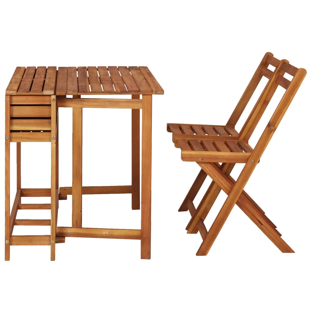 Tavolo da Giardino con Fioriera e 2 Sedie Bistrot Legno Acacia 45910