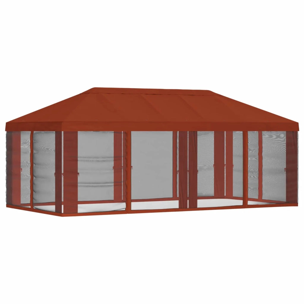 Copertura Gazebo con Pareti Laterali Terracotta Poliestere 900438