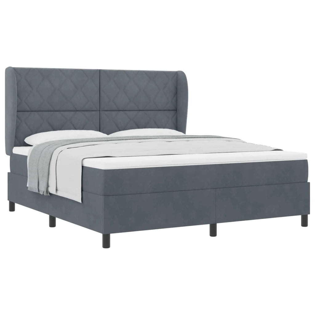 Letto a molle con materasso Grigio scuro 200 x 180 cm Velluto 3340995
